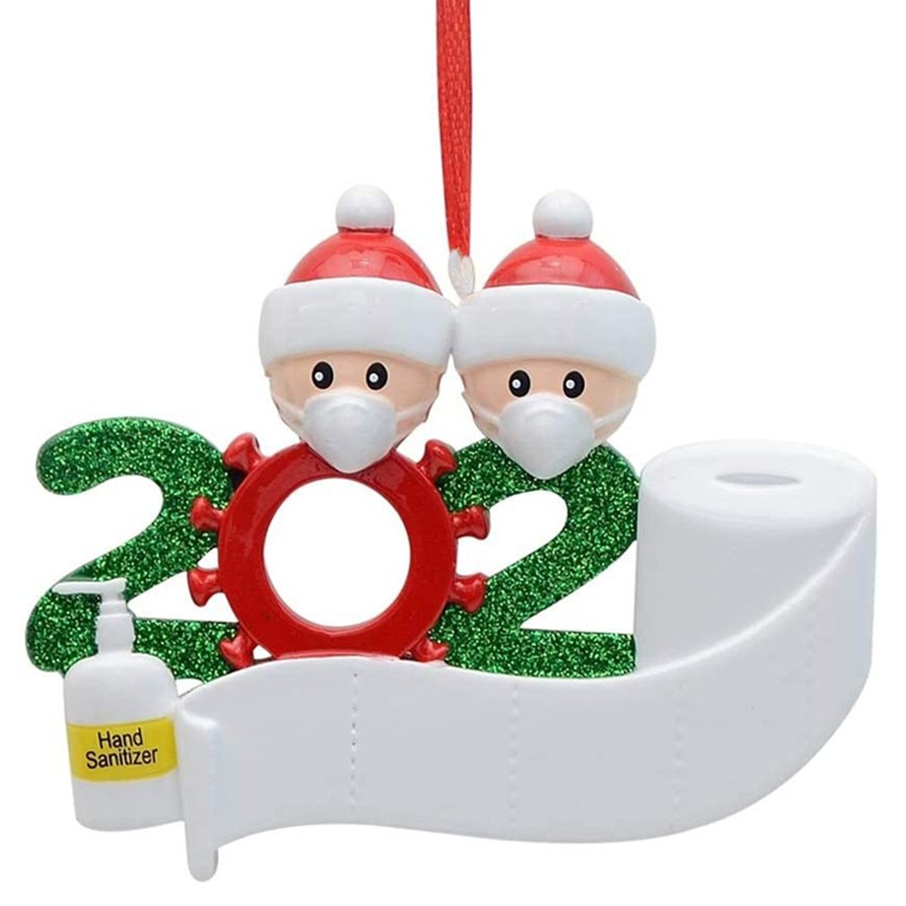 Diy Name Greetings Mask Snowman Christmas Tree Hanging Pendant Christmas Ornament Decorations: 2PC white