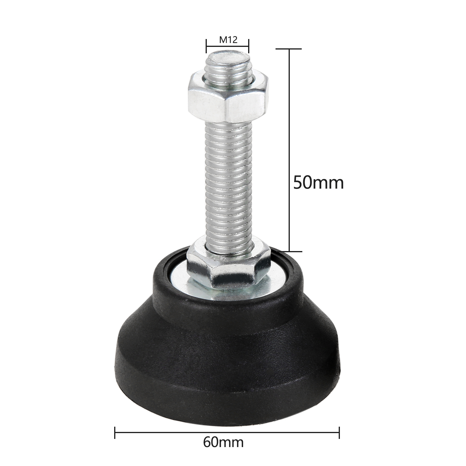 1/2pcs Adjustable Furniture Foot w/Thread Nylon Metal Glide Leveling Feet M8 M10 M12 M14 M16 Guard Pad Machine Equipment Support: 60XM12X50(DXMXH) 2pc