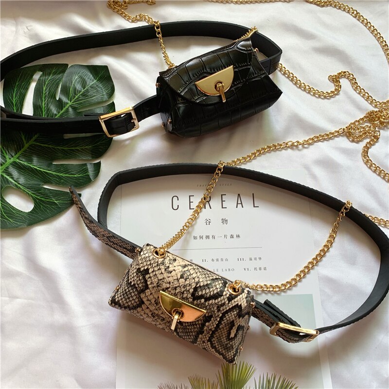 Doranmi Punk Stijl Fanny Pack Vrouwen Taille Zakken Snake Stijl Taille Verpakking Ketting Vrouwelijke Riem Tassen Kleine Borst tas Nerka BG467