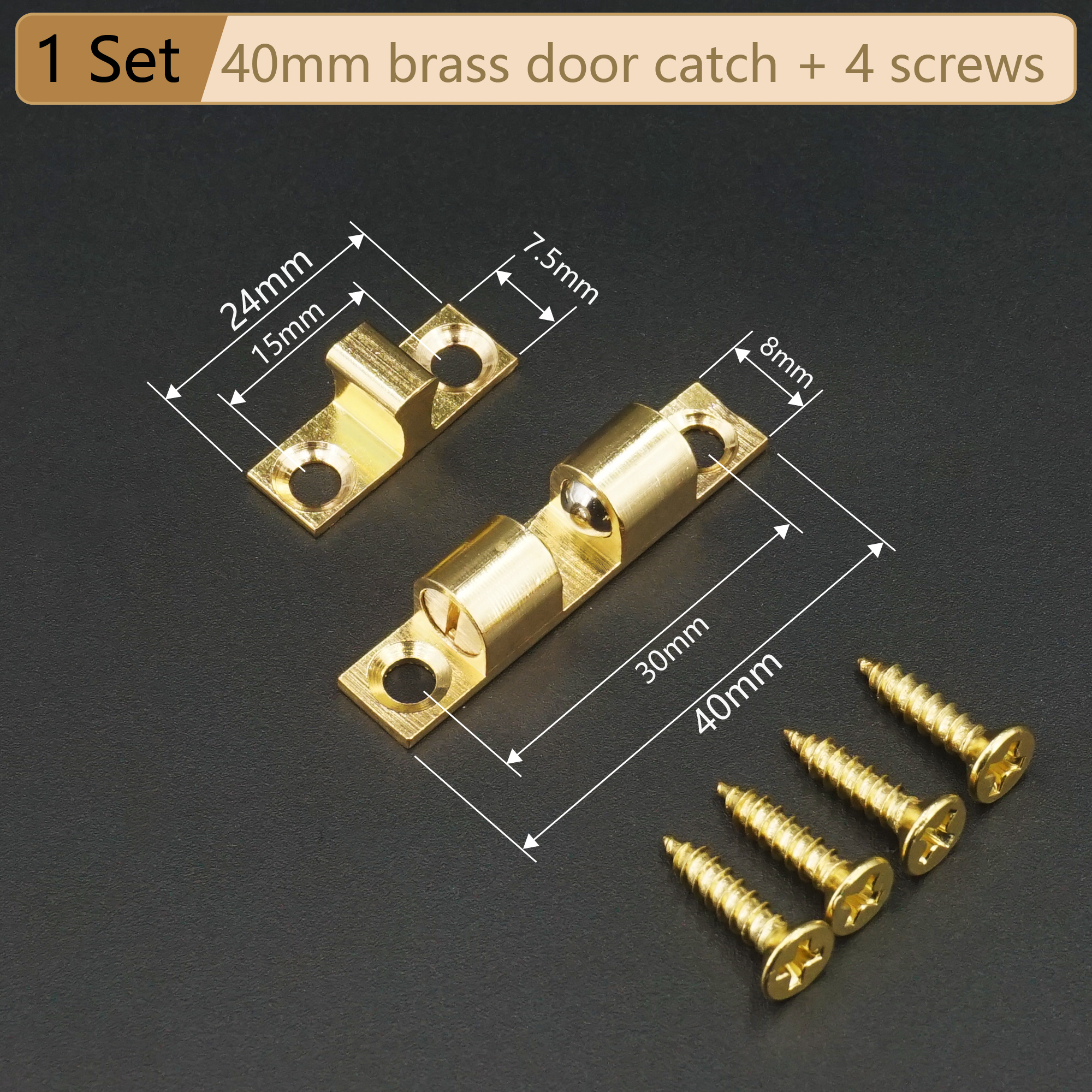 Cabinet Door Catch Solid Brass Adjustable Spring Ball Latch Furniture Door Closer with Free Screws 40mm/50mm/60mm/70mm: Nickel
