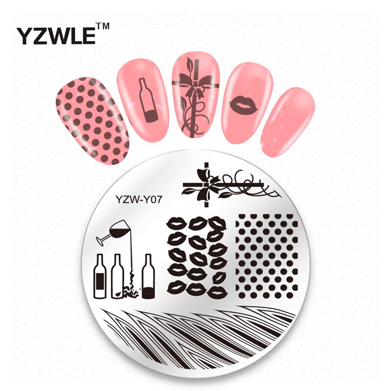 YZWLE 1 feuille ronde noël Nail Art Image timbre estampage plaques manucure modèle bricolage polonais pochoir
