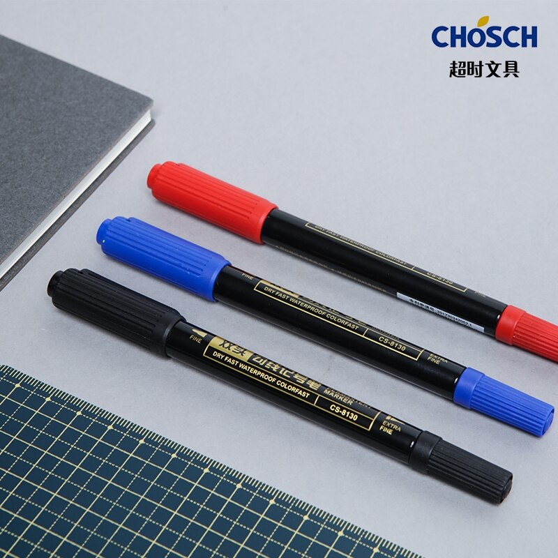 Chosch Twin Tip Permanente Marker Pen Verf Marker Pennen Fijne Punt Waterdichte Inkt Blauw Rode Inkt Voor Tekening Student levert