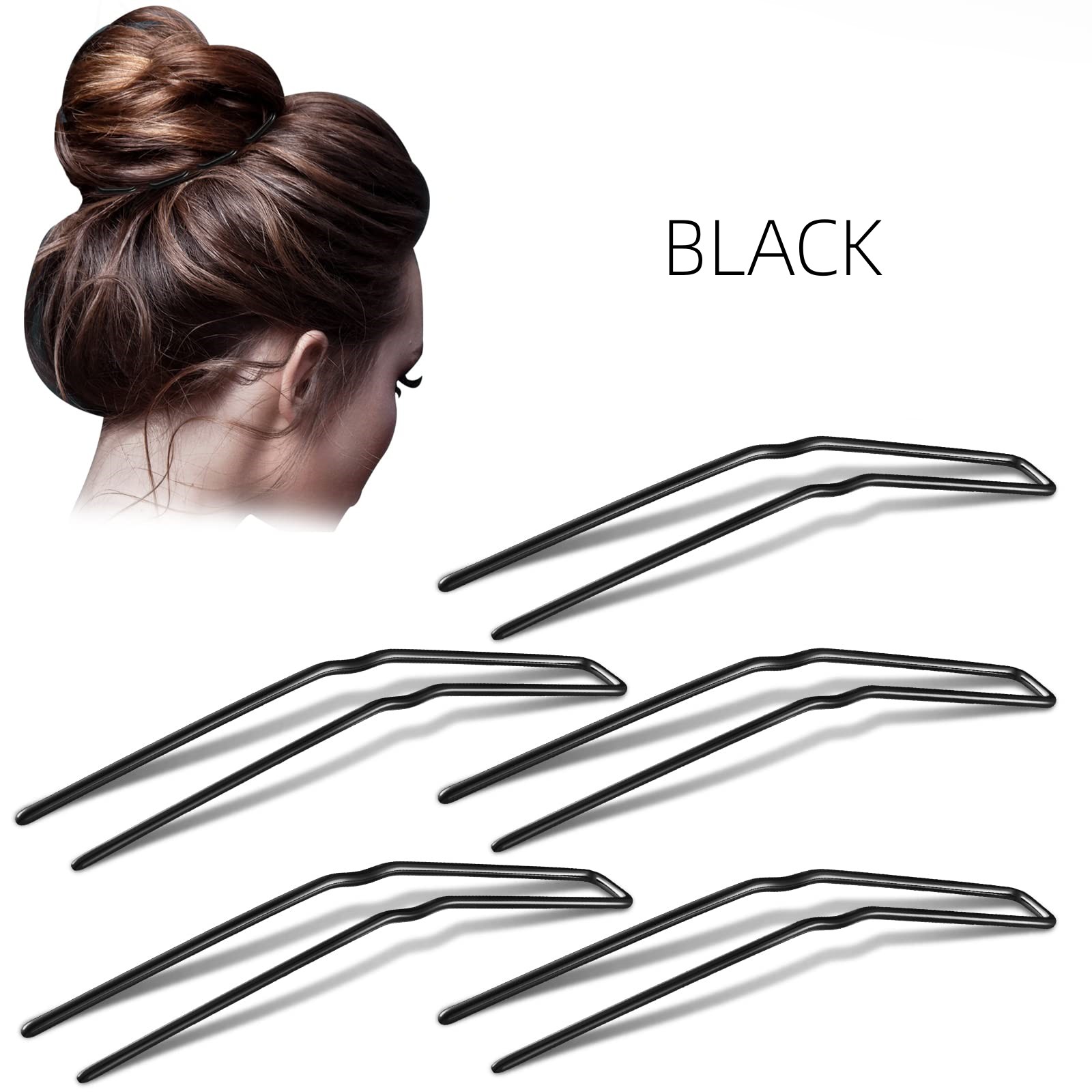 Nuevas pinzas de Metal en forma de U para el cabello, horquillas de Ballet, empuñaduras de Metal para peinar el cabello, pinzas para moño de pelo negro y marrón para mujeres y niñas: Color dorado