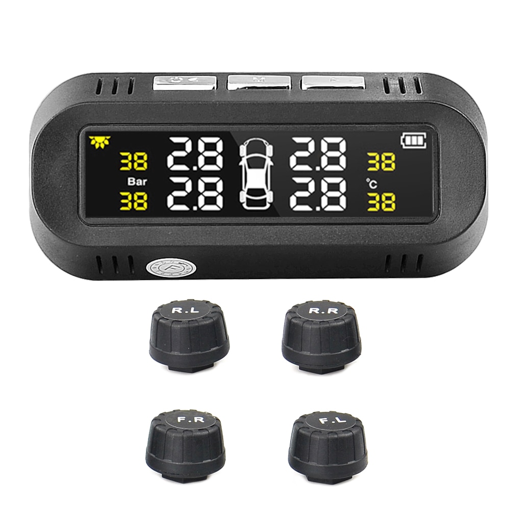 Smart Car TPMS Tyre Pressure Monitoring System Solar Power Digital LCD Display Auto Security Alarm Systems Tyre Pressure