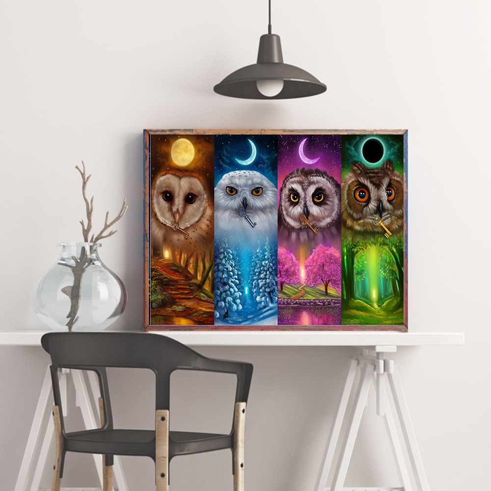 Huacan 5D Diy Diamant Schilderij Uil Volledige Vierkante Diamanten Borduurwerk Dier Kruissteek Foto Steentjes Mozaïek Home Decor