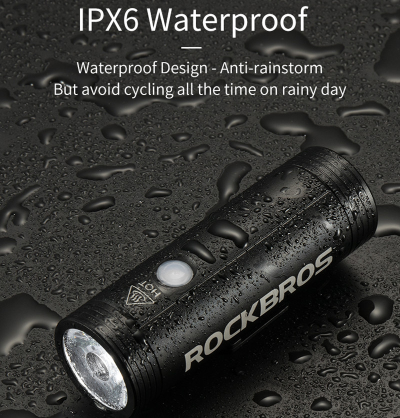 ROCKBROS-Luz LED delantera y trasera para bicicleta, faro trasero para ciclismo de montaña, con USB, 400/800/1000LM