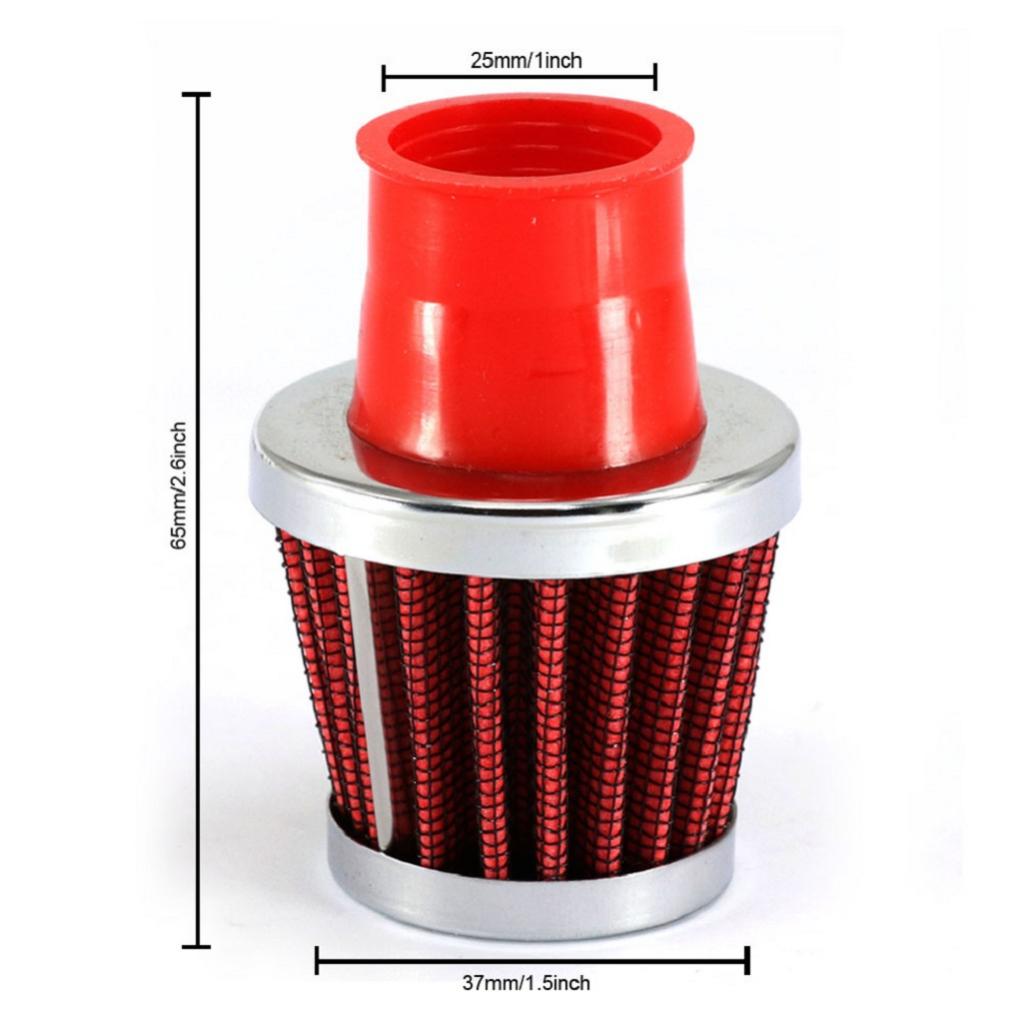 Red 25mm Connector Car Cold Air Intake Breather Filter Cleaner