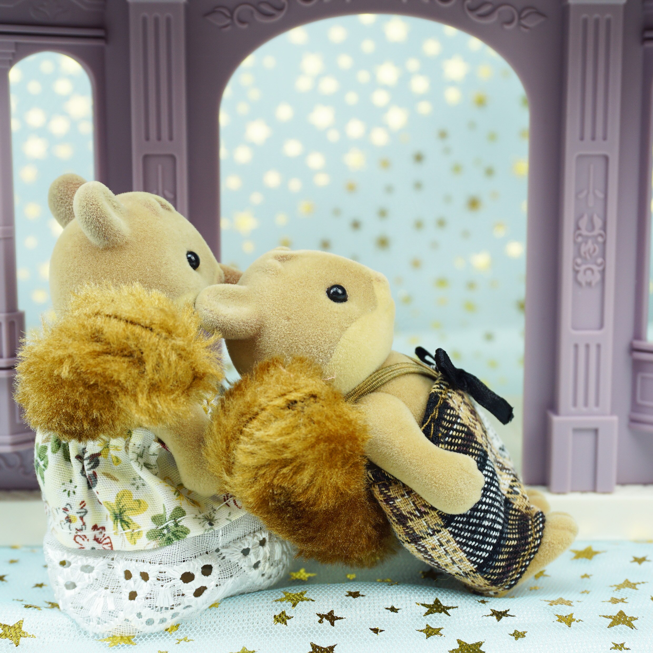 1:12 Forest Animal Family Picnic Tent Set Toy Furniture Miniature 1/12 Bear Squirrel with tail Girl Pretend Play Set Christmas