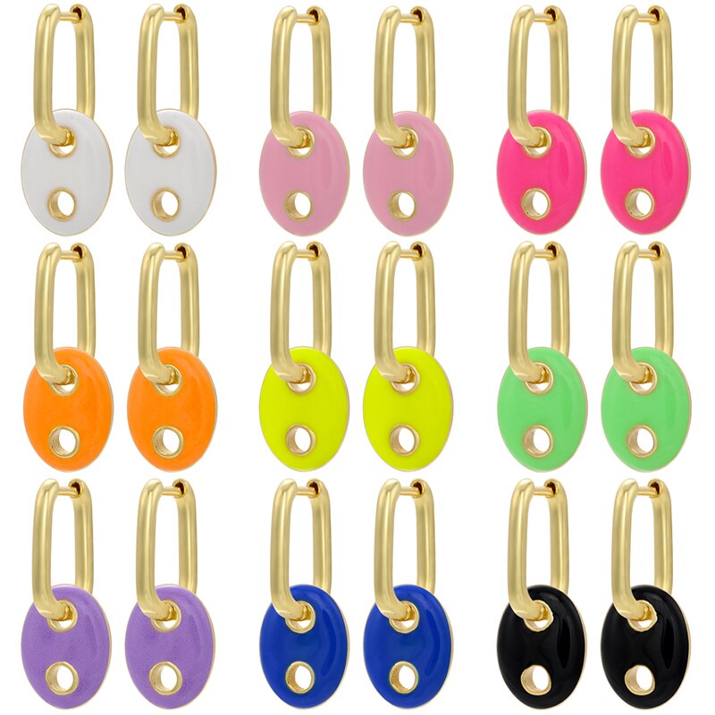Zhukou Emaille Varken Neus Hoop Oorbellen Zomer Rijke Olieverfschilderij Kleur Vrouwen Kleine Hoepel Oorbellen Sieraden VE385