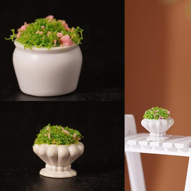 1:12 casa delle bambole casa delle bambole Mini pianta modello fiore finito vaso da fiori paesaggio vaso da fiori all'aperto piante verdi