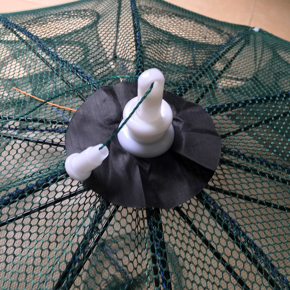 Filet de pêche automatique renforcé en Nylon, 4 à 20 trous, Cage à crevettes, piège à poissons et crabe, pliable