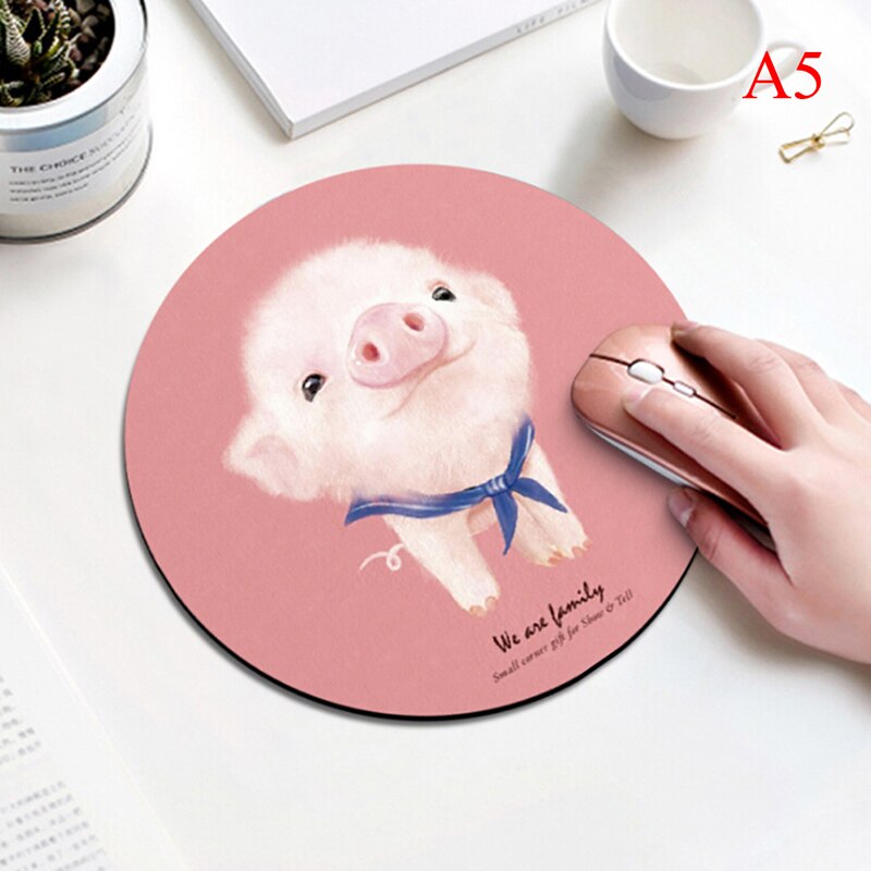 1pcs cartoon dier patroon muismat 20*3 cm ronde rubber muismat kantoor computer thuis non- slip desk pad: A5