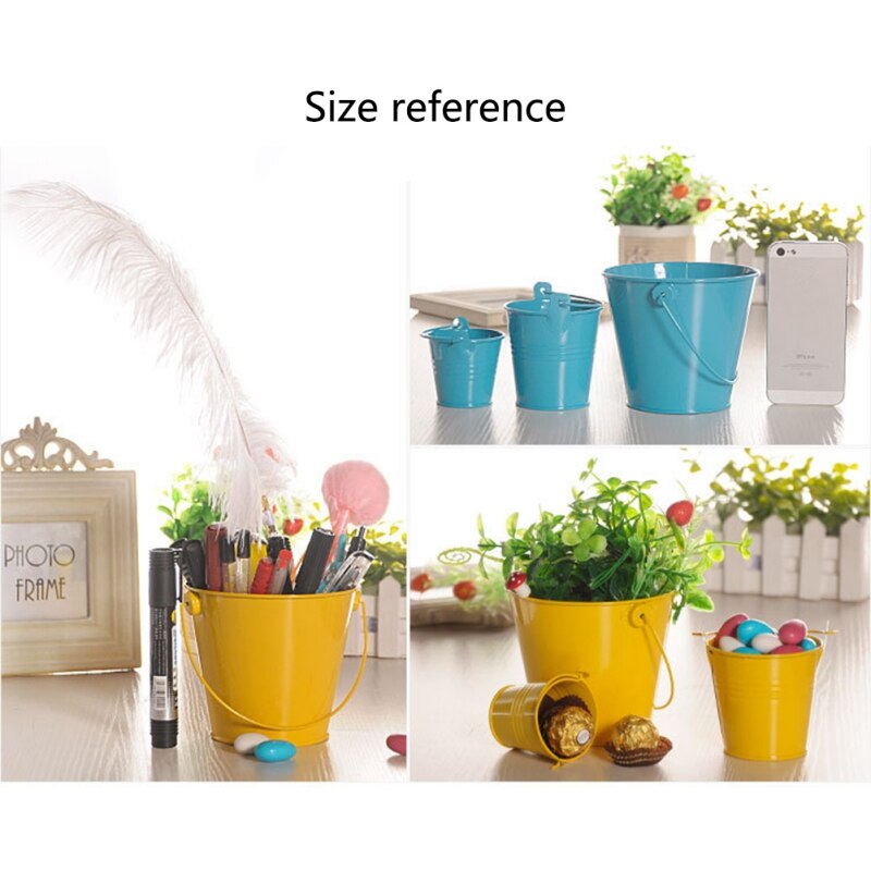 Mini cubos de lata cubos de hojalata de colores con asas maceta de plantas organizador de almacenamiento de escritorio decoración casa hogar