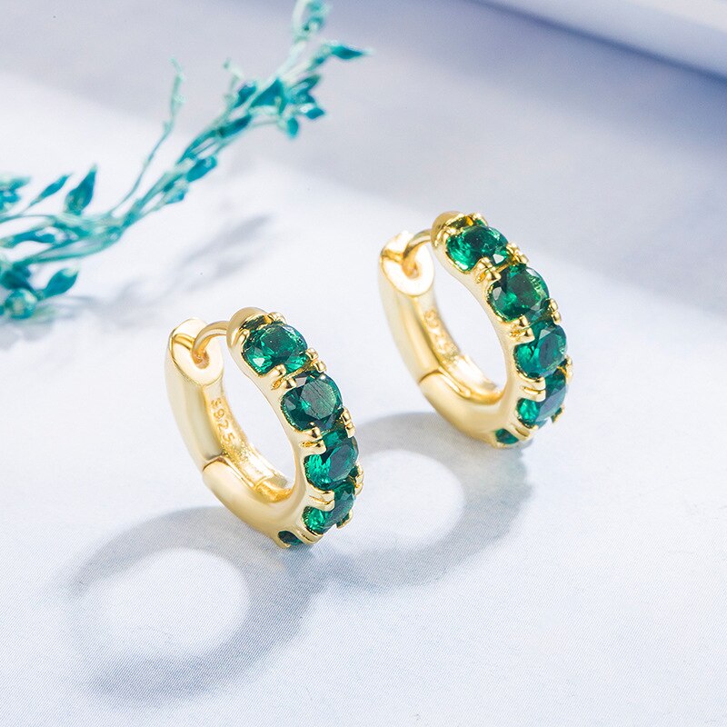 Sipengjel moda verde zircão cúbico brincos de argola feminino elegante do punk vintage temperamento brincos de ouro para jóias femininas