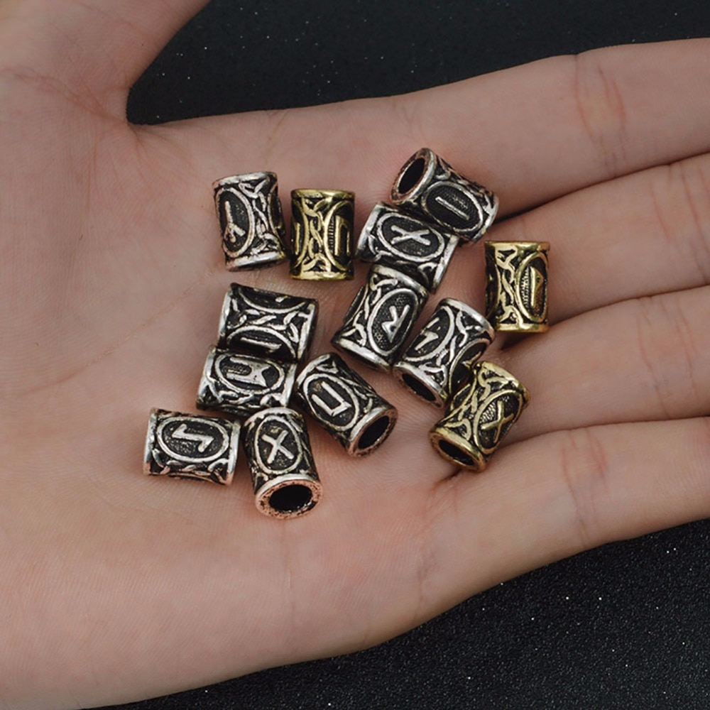 24 stk / sæt norse viking runer charms perler fund til armbånd til vedhæng halskæde til skæg eller hår vikinger runesæt #250951