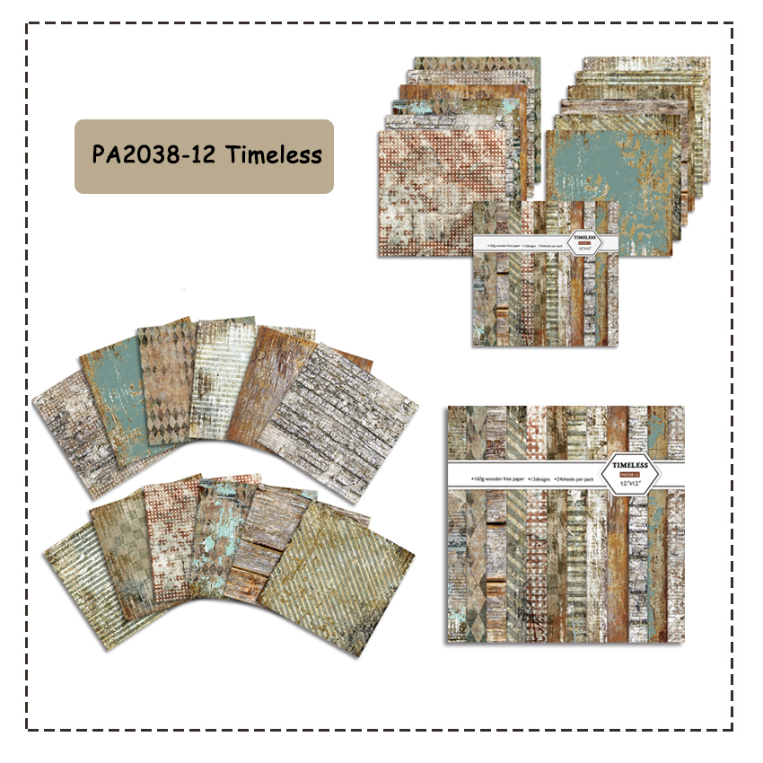 24 ark  of 12 " x12 " vintage tykk kartong scrapbooking bakgrunnspapirpakke