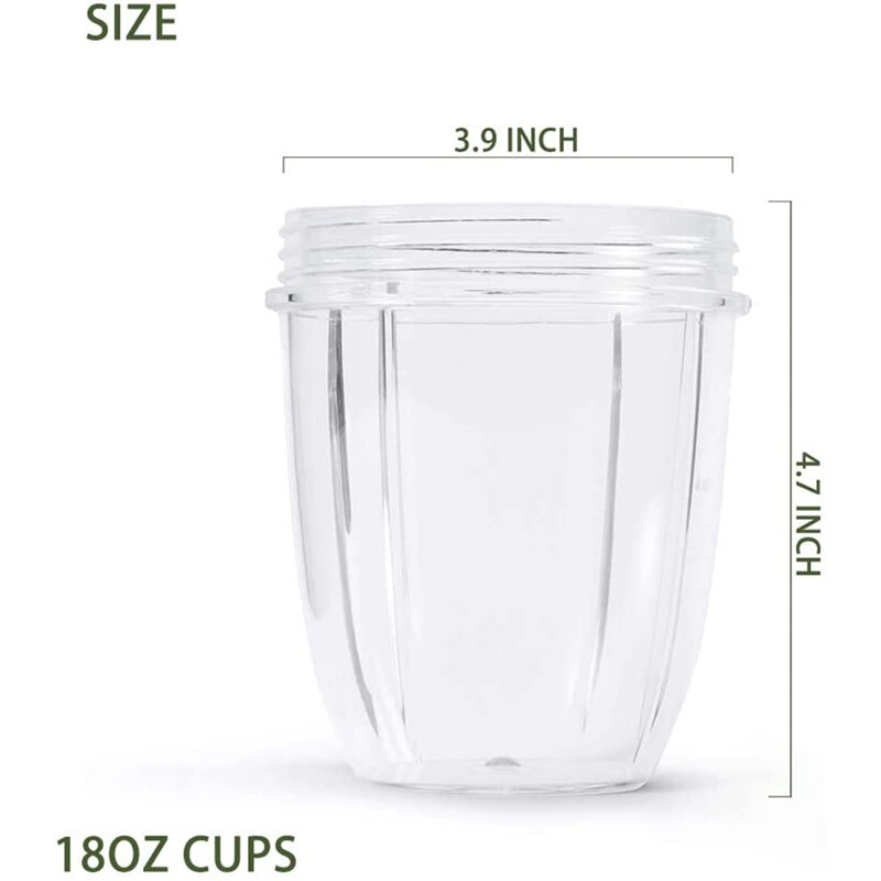 2 Pack Replacement 18Oz Cups With 2 Flip Top To Go Lid And Rubber Seals, For Nutribullet 600W/900W Blender Accessory
