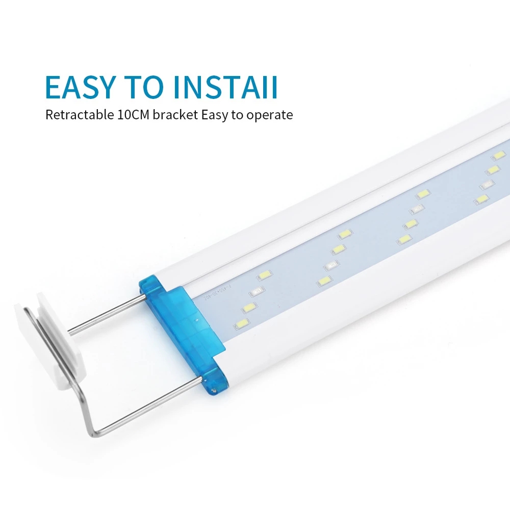 NICREW-Lámpara de Clip de luz LED delgada para acuario, iluminación LED azul y blanca, resistente al agua, brillante, 18-58cm