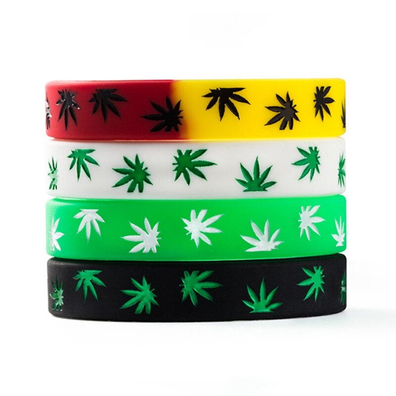 Unisex Leaves Printed Silicone Bracelet Bangles Unisex Rubber Wristband Jewelry