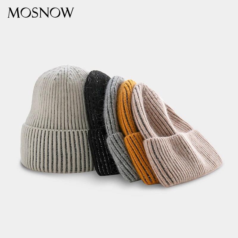 Kvinnliga mössor vintermössor för kvinnor kaninhår casual höststickad mössa tjejmössa mjuk mössa