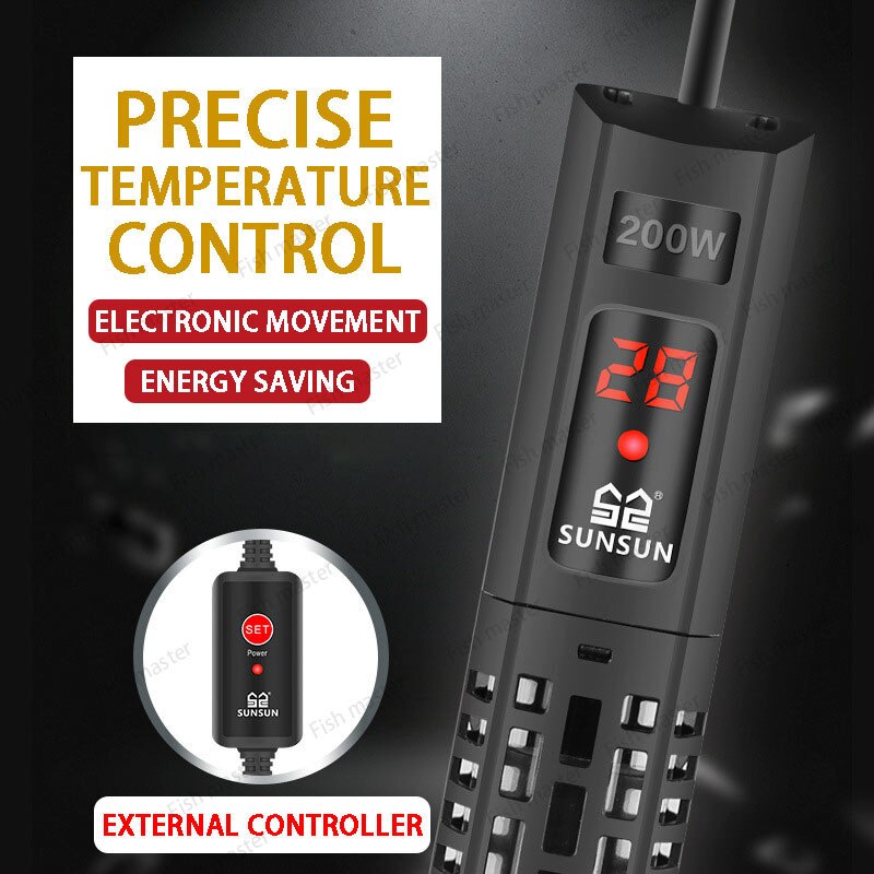 SUNSUN Aquarium Submersible Heater Fish Tank LCD Display Digital Adjustable Water Heating Rod Constant Temperature Control
