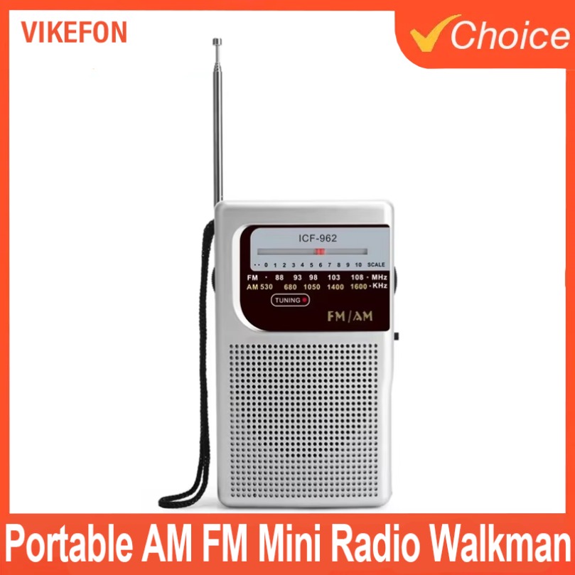 ICF-962 Mini Radio FM- AM FM Battery Operated Portable Radio Best Reception Longest Lasting For Running Walking Home Soundbox