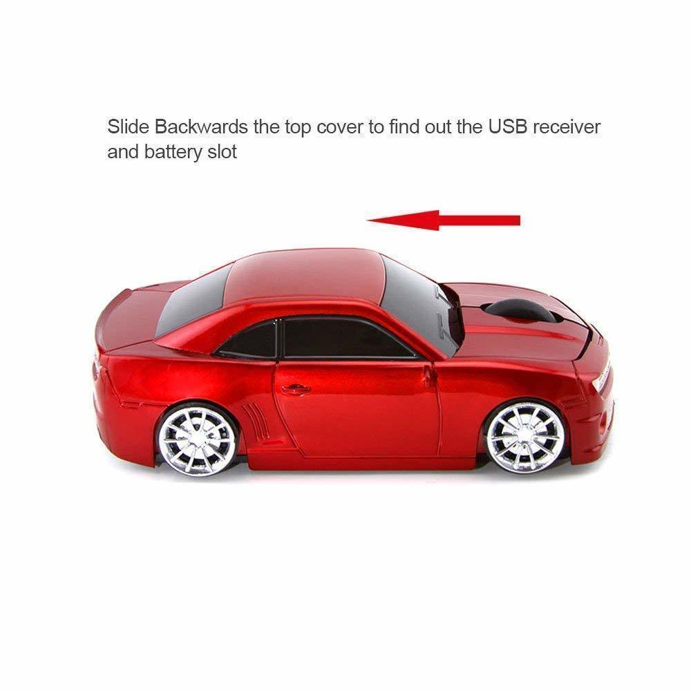CHYI-ratón de ordenador inalámbrico para niños, Mini Mouse óptico 3D con receptor USB, 1600 DPI, Cool Sport Car