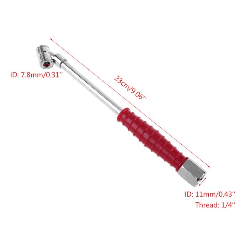 Dual Air Tire Chuck Head Tire Inflator Rod - 1/4 Inch NPT with Handle use for Trucks, Buses, Tractors, and RV's