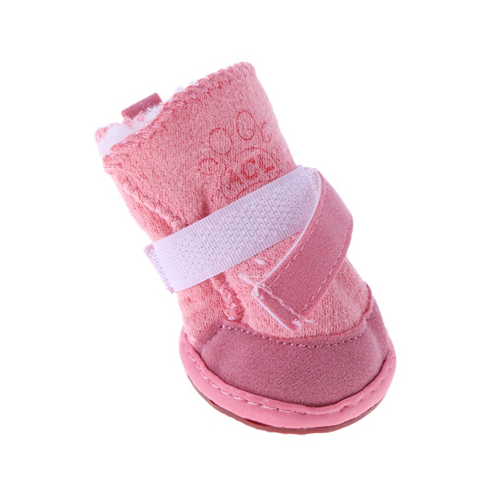 Solid Soft Lovely Puppy Shoes Thicken Warm Fleece Pet Shoes Snow Boots Adjustable Strap Pet Socks Pet Accessories