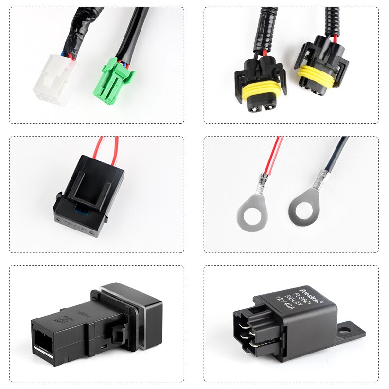 Headlight Fog Light Wire Harness H11 Sockets Kit Relay Module Box Wiring Adapters 12V DC Wires Connector Switch For Toyota