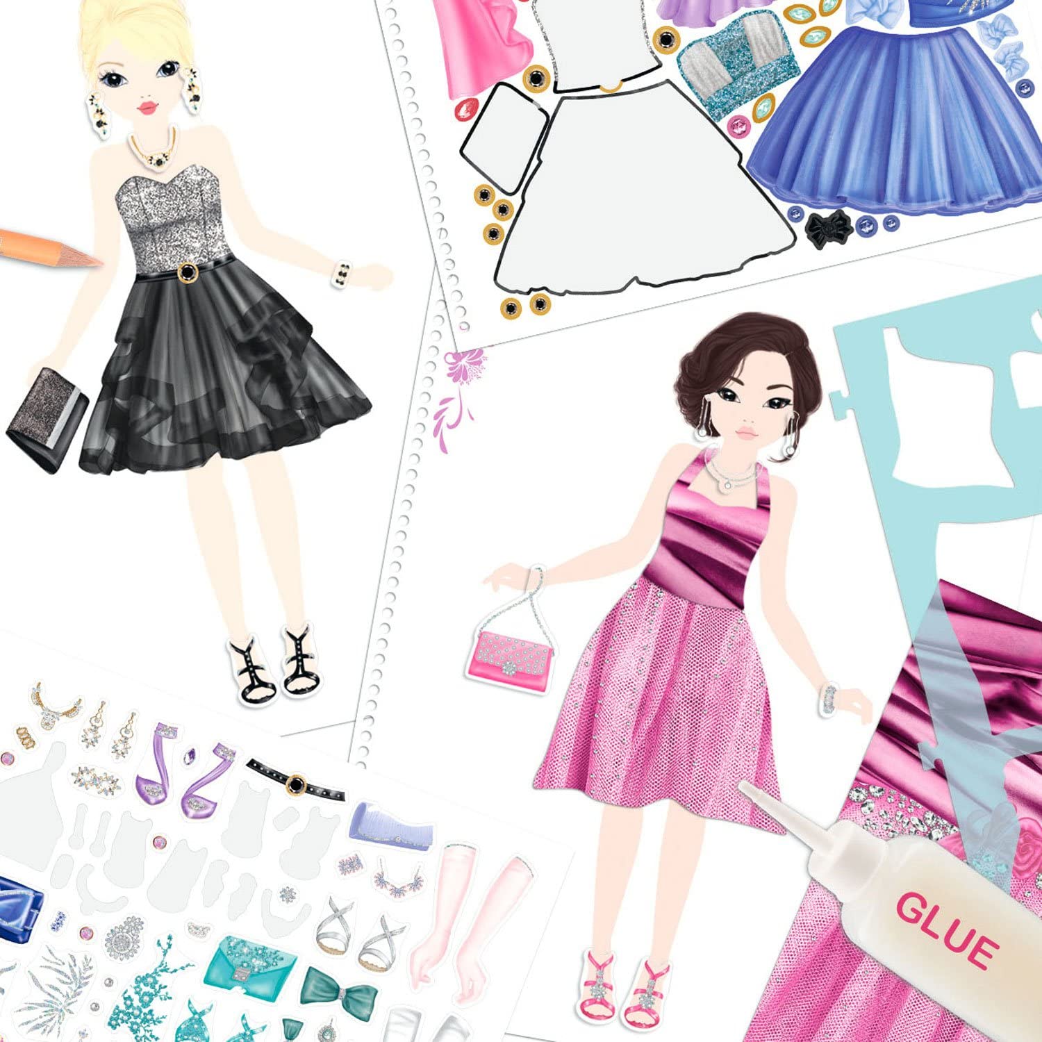 Top Model Speciale Kleurboek Sticker Boek Jurk Jurk 8097 Stickerworld Sticker Album Hand Plakken Graffiti Kleuren Schilderen