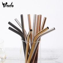 4 Pcs 6mm Straw with Cleaner Brush Short cocktail tubes Long Metal Drinking tubules Drink Straws For Smoothies Tapioca Milk Tea