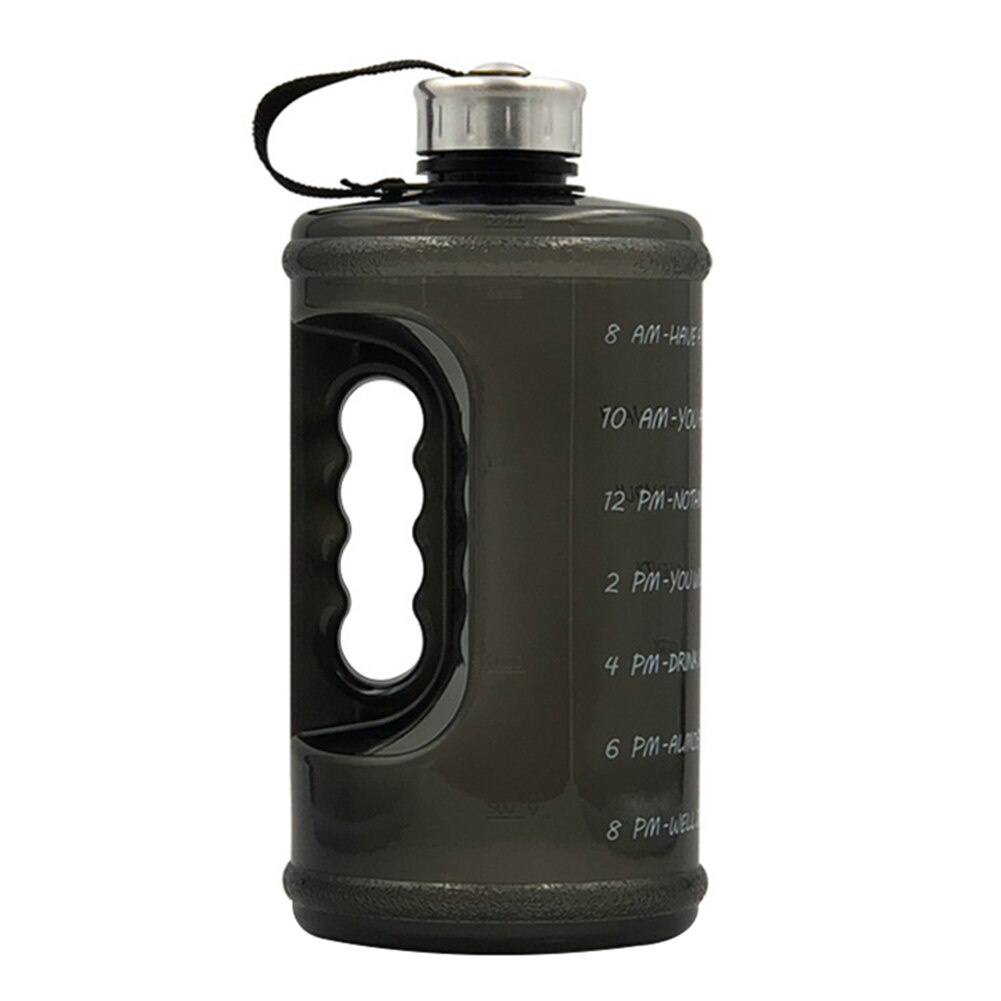 2.2l stor kapacitet klar stor gallon drikkevandflasker udendørs sport fitness vandreture drikke plast vandflaske kop: Sort