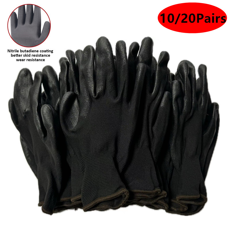 10/30 Paar logofreie Polyurethan-Handschuhe, Sicherheits-Arbeitshandschuhe, Reparaturhandschuhe, handflächenbeschichtete Handschuhe, Schreiner- und Mechanikerzubehör