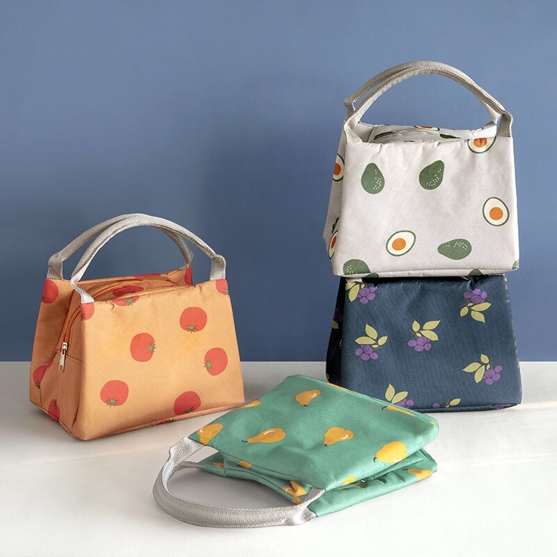 PURDORED-Bolsa de almuerzo de Color sólido para mujer, bolsa térmica con aislamiento térmico, ideal para el almuerzo, ideal para niños, 1 unidad