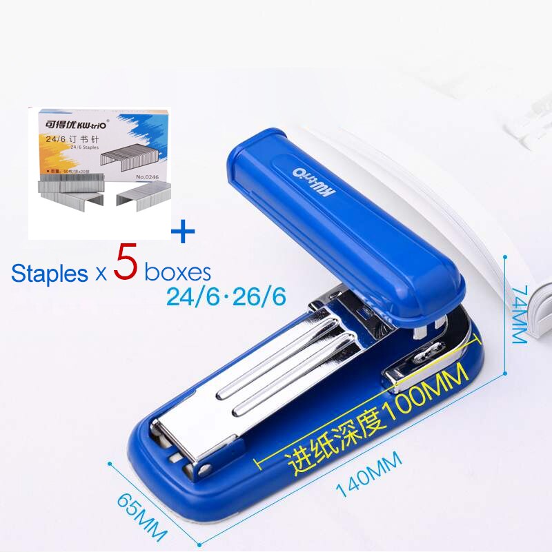 Fromthenon Rotary Stapler Sewing Machine 25 Sheets Fun Office Stapler and Staples Home Office Equipment School Accessories: blue x 5 box Staple
