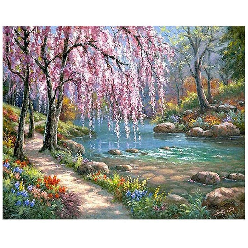 Paint By Numbers For Adults, DIY Canvas Oil Painting Kit Acrylic Painting Kit For Kids Adults Scenery