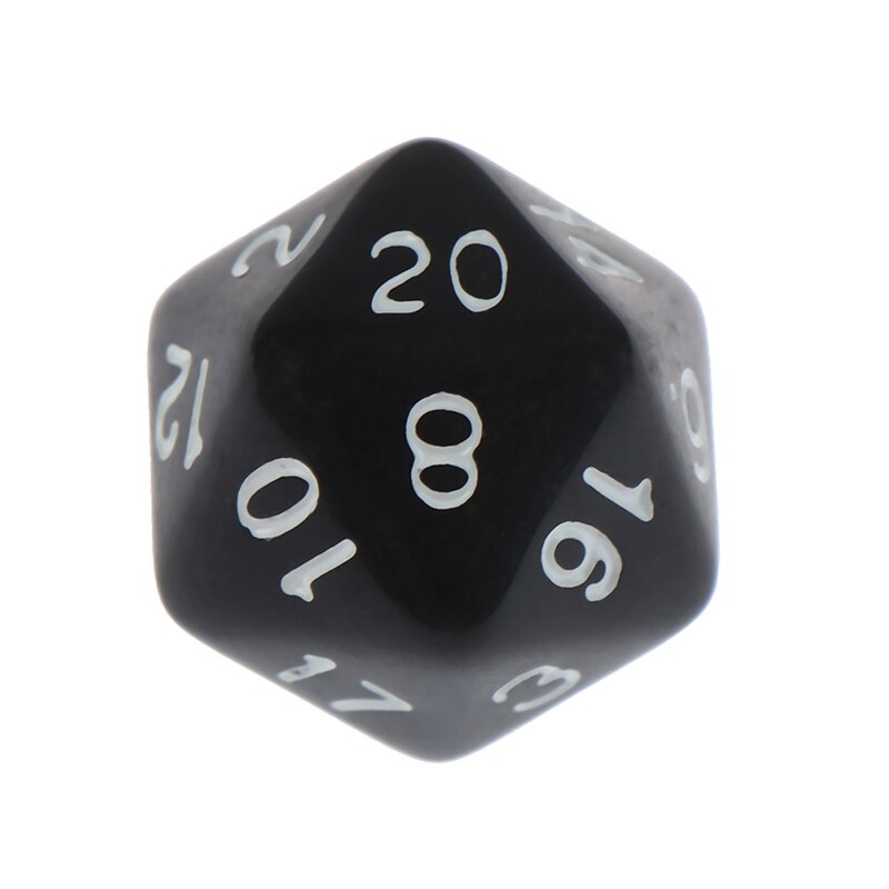 Dados d20 para jogo de tabuleiro, acessório para jogos de tabuleiro e jogos de mesa com 20 cores ricas, 1 peça dados digitais acrílicos,: BK