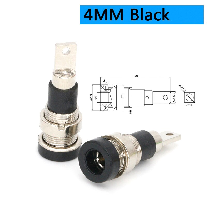 5Pcs Brass 2mm Banana Female Jack Chassis Panel Mount Socket Connector for Non-Shrouded Banana Plug: 4mm black