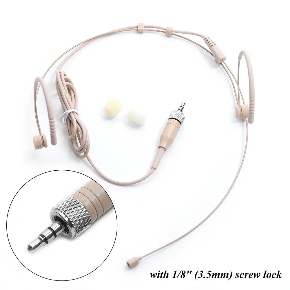 Beige Double Earhook Headset Mic 3.5mm 3 Pin 4 Pin XLR Plug Headworn Microphone Portable Audio & Video
