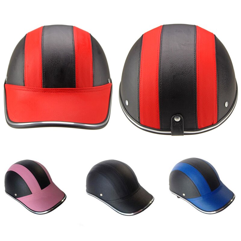 Helm ABS + PU Fietsen Baseball Cap Outdoor Motorfiets Half Open Gezicht Veiligheid