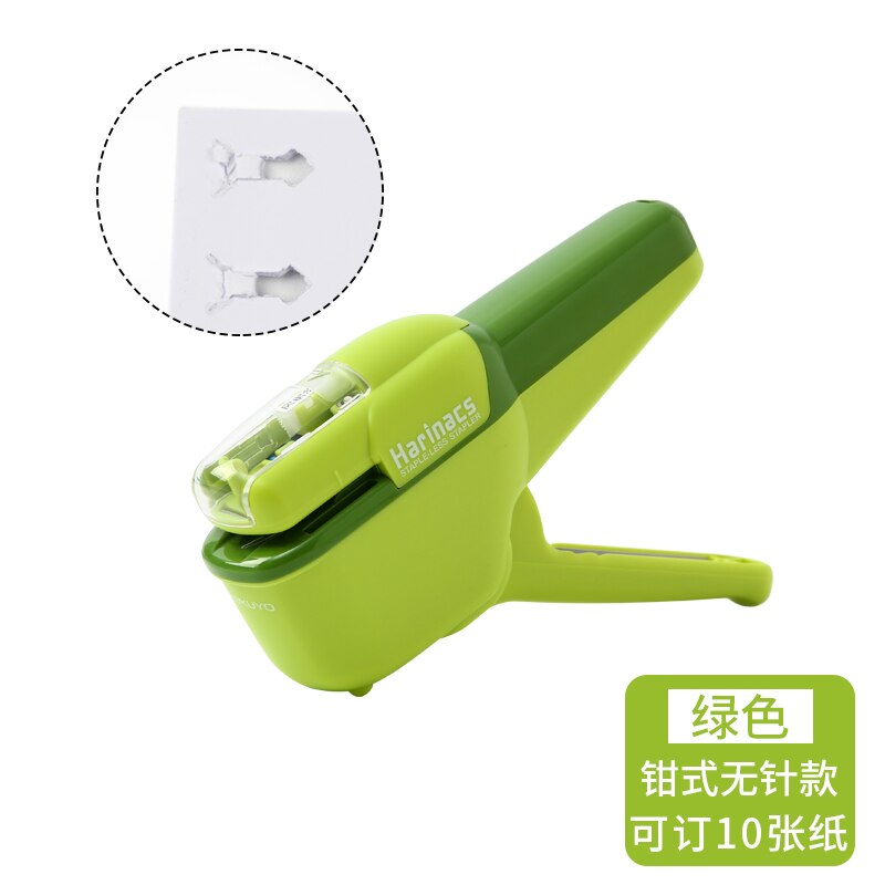 KOKUYO-grapadora Manual sin grapas Harinacs, alicate de estampado grande, para oficina, papelería, seguro, fácil de usar, 1 unidad: 1npc Clamp Type Gree