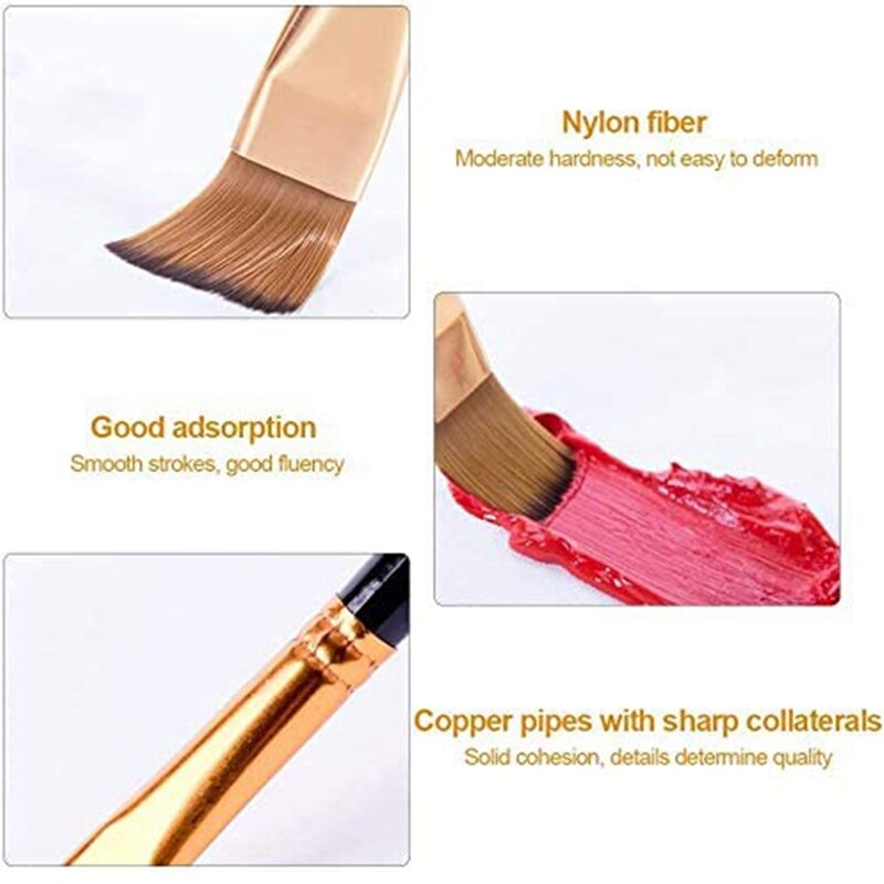 15Pcs Paint Brush Set with 12 Brushes Sponge and Palette for Watercolor Oil Acrylic Painting