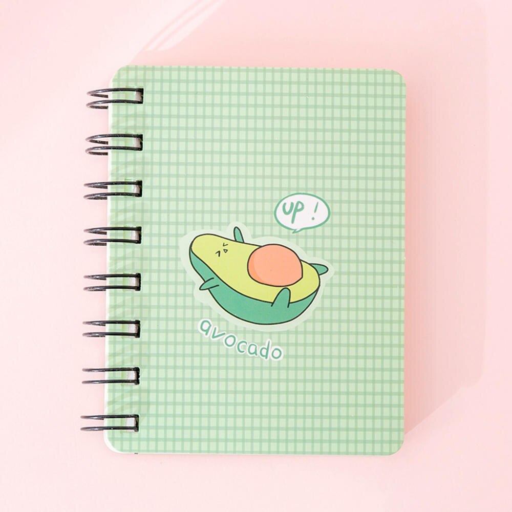 1 pièces Mini dessin animé kawaii cahier Flipable Portable bobine avocat feuilles mobiles bloc-notes journal fournitures scolaires papeterie nouvelle Arriv: WHITE