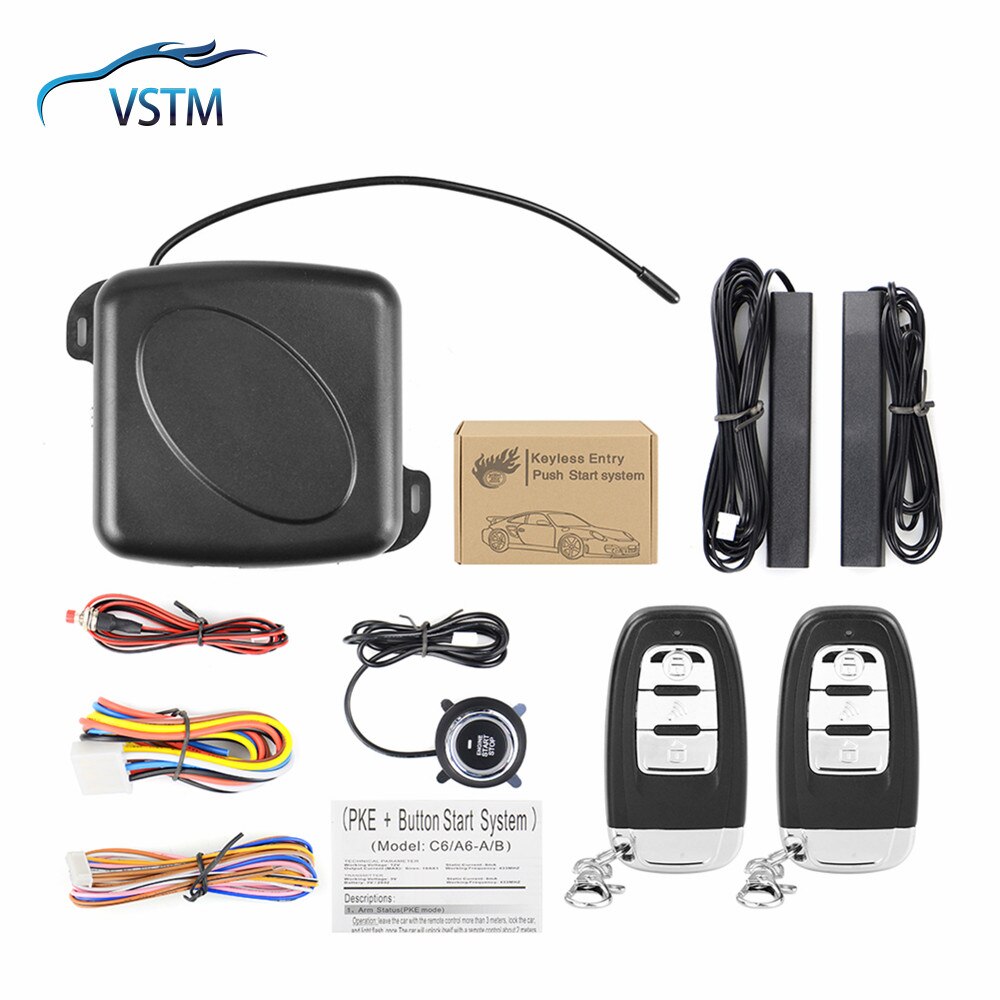 Car Alarm Push Start Button RFID Lock Ignition Starter Keyless Entry Start Stop Immobilizer Anti-theft System