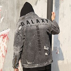 Dropshippig retro Galaxis Stickerei Denim Jacken männer Zerrissene See Jeans Jacken Hüfte hüpfen Streetwear Mantel für Männliche x552: M
