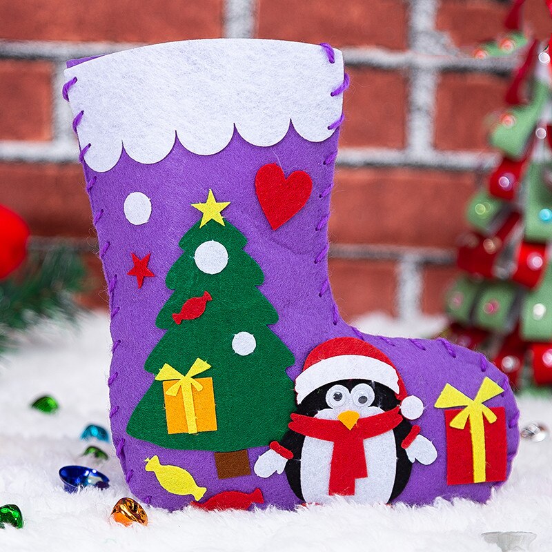 Non-woven Christmas Socks Sewing Socks Christmas Children DIY Handmade Materials Pack Kindergarten Handmade: xksdw1001