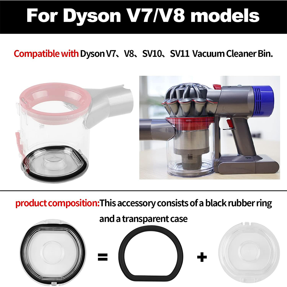 Bague d'étanchéité supérieure fixe et couvercle de Base pour aspirateur Dyson V6 V7 V8 V10 V11 V15, pièce de rechange pour tasse à poussière