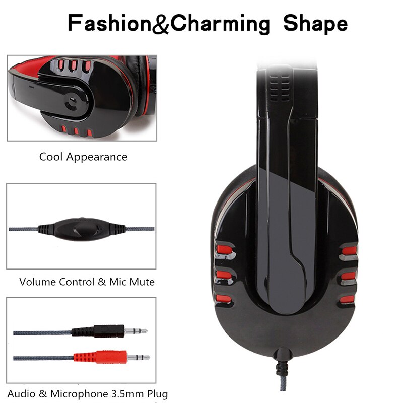 Wired Headset Gamer PC 3.5mm PS4 Headsets Surround Sound & HD Microphone Gaming Overear Laptop Tablet Gamer SY733MV