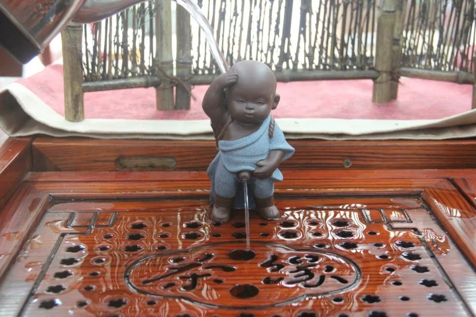 Chinese tea pet little monk Purple sand Tea pet Tea accessories blue